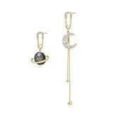 Sylph Star Earrings - Chic Dangly Earrings for Women, Moon Earrings, Star Jewelry, Celestial Earrings, Stylish Drop & Dangle Earrings, Gold Plated, Zircon