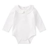 pureborn Baby Boys Girls Bodysuit Waffle Knit Peter-Pan Collar Long Sleeve Cotton One-piece Spring Fall Romper 12-18 Months