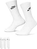 Nike Unisex Sportswear Everyday Essential Crew Socks (3 Pairs), White/Black, Medium