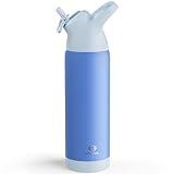 Insulated Water Bottle with Straw - Encool Stainless Steel Water Bottle, Reusable Leakproof and BPA-Free for Sports, Travel, Cold for 24 Hours, 24 oz, Ocean