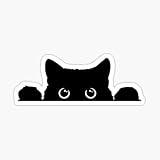 Peeking Sneaky Cat Sticker Funny Vinyl Waterproof, 5in - Yeti Cup Cooler Box Decal Car Laptop Wall (C)