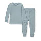 Burt's Bees Baby Unisex Baby Tee and Pant 2-Piece PJ Set, Muted Blue