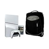 Good E's Spacious Travel Carrying Backpack for PS5 with Zippered Pocket and Padded Protection, Storage Bag Case Compatible with Playstation 5 Console for Game Disc, Controllers and Gaming Accessories