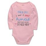 YCICIVDee Back Off I Have A Crazy Auntie Baby Funny New Baby Arrival Aunt Pink Long Sleeve 0-3 Months Gift