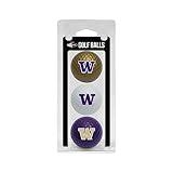 Team Golf NCAA Washington Huskies 3 Golf Ball Pack Regulation Size Golf Balls, 3 Pack, Full Color Durable Team Imprint