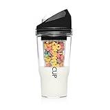 CRUNCHCUP XL Black - Portable Plastic Cereal Cups for Breakfast On the Go, To Go Cereal and Milk Container for your favorite Breakfast Cereals, No Spoon or Bowl Required