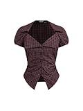 CIDER Plaid Shirt Women Button Down Fitted Crop Top Short Sleeve Checks Blouse Collared Neck Preppy Slim Fit