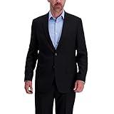 Haggar Men's Smart Wash Premium Stretch Classic Fit Solid Suit Separates-Pants, Black-Jacket, 48 Regular