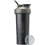 BlenderBottle Classic V2 Shaker Bottle Perfect for Protein Shakes and Pre Workout, 28-Ounce, Grey/Black, Black Shadow