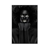 Queen vertical poster of beautiful black woman with golden lips1 Canvas Poster Bedroom Decor Sports Landscape Office Room Decor Gift Unframe 24x36inch