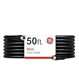 GE RG6 Coax Cable, 50ft, F-Type Connectors, Screw-On Installation, No Tools Required, Black 33600