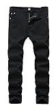 Boy's Black Skinny Fit Stretch Slim Straight Fashion Jeans Pants,Black,16 Slim