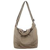 AFGWK Canvas Tote Bag for Women with Pockets Cute Small Crossbody Bag Purses Handbag for Work Beach Khaki Tote Bag