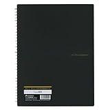 Maruman Mnemosyne Lined Notebook- A4, 11.69" x 9.25", 70 Sheets / 140 Pages, 7mm College Ruled Journal, Perforated Pages & Wire-Bound to Lay Flat, Black, Made in Japan