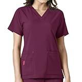 Carhartt Womens Cross-Flex Media Top Medical Scrubs Shirt, Wine, Large US