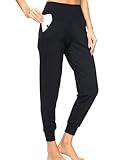 Kcutteyg Womens Joggers with Pockets High Waisted - Soft Lightweight Athletic Workout Pants for Running Gym Fitness Yoga and Casual (Black9, Medium)