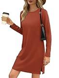 SAMPEEL Womens Fall Dresses 2024 Casual Long Sleeve Dress Trendy Winter Clothes Airport Outfits Caramel L