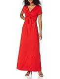 Star Vixen Women's Plus-Size Short Sleeve Twist Front Maxi Dress, Red Solid, 3X