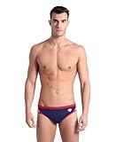 ARENA Men's Standard Icons Solid Swim Briefs Professional Training Swimsuit Sports Trunk, Navy/Red, 32