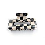Checkered Hair Claw Clips for Women Girls Fashion Hair Clips for Styling Claw Clamps Thick Hair Retro Rectangle Shape, YOEMAYUNER (1PC Black a)