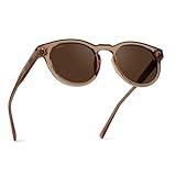 WearMe Pro Polarized Classic Round Retro Women's Sunglasses (Light Crystal Brown/Brown Lens)