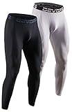 DEVOPS 2 Pack Men's Compression Pants Athletic Leggings (Medium, Black/White)