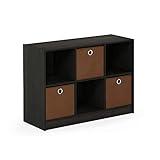 Furinno Basic 3x2 Cube Storage Bookcase Organizer with Bins, Espresso/Brown