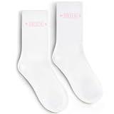 Etercycle Womens Bride Socks, Pink Bridal Shower Gifts Bachelorette Decorations, Soft Cotton Bride To Be Socks Bridesmaid Footwear Gift For Wedding Day Engagement Party Honeymoon Essentials