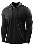 CADMUS Men's Workout Long Sleeve Fishing Shirts UPF 50+ Sun Protection Dry Fit Hoodies,1 Pack,096,Black,XXX-Large