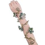 FRESHME Elf Floral Arm Wrap - 1 PC Renaissance Green Flower Bracelet Poison Ivy Costume Forest Mother Nature Elven Arm Cuff Renfaire Cosplay Photoshoot Fantasy Dress Up Prom Accessories for Women