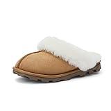 WaySoft Genuine Australian Sheepskin Women Slippers, 100% Shearling Hard Bottom Slippers for Women Indoor and Outdoor Warm Fuzzy Wool Slippers