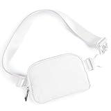 ODODOS Unisex Mini Belt Bag with Adjustable Strap Small Fanny Pack for Workout Running Traveling Hiking, White