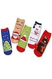 Choco Moon Christmas Socks Children Socks Christmas Gift Kid Socks for Kid Boy Girl 5 Pairs for 1-3/3-5/6-8/9-12 Children Toddlers Boys Girls Size T12