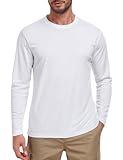 Long Sleeve Shirts for Men UPF 50+ UV Sun Protection Shirt Dri Fit SPF Rash Guard Quick Dry Swim Water Fishing Workout Athletic Running Beach Summer Tops White