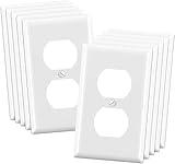 ELEGRP Duplex Receptacle Outlet Covers, 1-Gang Standard Size Wall Plates, Unbreakable Polycarbonate Dual Outlet Faceplates Covers, UL Listed, Color-matched Screws Included (10 Pack, Glossy White)