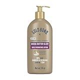 Gold Bond Cocoa Butter Glow Daily Hydrating Lotion with Shea Butter, Cocoa Butter & Coconut Oil, Exfoliating Moisturizer for Dry Skin, 14 oz.