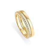 PAVOI 18K Yellow Gold Plated Cubic Zirconia Dual Stacking Rings for Women | Gold Eternity Band for Women | Thumb Ring | Size 5