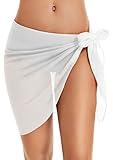 Swimsuit Coverups for Women Sarong Beach Bikini Wrap Sheer Short Skirt Chiffon Scarf for Swimwear (White,L)