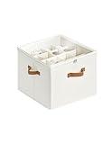 StorageWorks Shoe Organizer for Closet, Fits up to 16 Pairs, Shoe Cubby Storage Containers with Adjustable Dividers and Clear Cover, Beige