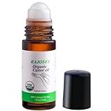 Castor Oil Roll on in Glass Bottle, Certified Organic Castor Oil for Body Hair, Castor Oil for Skin Lip Eyebrow Pure Organic Cold Pressed Essential Oil - 1fl.oz