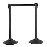 US Weight - U2000 Sentry Stanchion with 6.5 Foot Retractable Belt – Easy Connect Assembly (2-Pack), Black