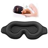 Sleep Eye Mask for Men Women, Lash Extensions 3D Sleeping Mask, Travel Blackout Night Blindfold Eye Shade Cover with Adjustable Strap (Black-3D)