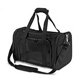 Roaringkitty Travel in Style: Portable Pet Carrier for Small Pets up to 15 Lbs- Airline Approved, Collapsible & Comfortable cat/Puppy Soft Sided Bag (Black)