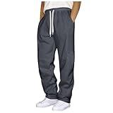 Cyber of Monday Deals 2024 Mens Sweatpants Open Bottom Baggy Casual Drawstring Straight Leg Sweat Pants for Men Joggers Gym Athletic Trousers Dark Grey