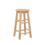 Linon Natural Barstool with Round Seat, 24-Inch