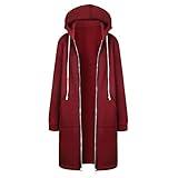 October 11-12 Long Hoodie for Women 2024 Casual Zip Up Drawstring Fleece Sweatshirt Oversized Jackets Coat with Pockets Fall Clothes Red best amaon deals this week under 10.00 dollar items