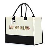 Mother in Law Gifts Tote Bag Best Mother-in-Law Gifts Beach Bag Mother of the Bride Gifts Retirement Birthday Mothers Day Wedding Gifts for Women Female Mother of the Groom Canvas Travel Shopping Bag