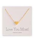 OJERRY Meaningful Dainty Gold Heart Love You Necklace Sentimental Romantic Valentine Message Most Loved Gifts Idea Presents Things to Get for Your Girlfriend Wife Her Women