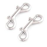 SHONAN Double Ended Bolt Snap Hooks, 2 Pack Stainless Steel Double Ended Bolt Snap Marine Grade, 3.5 Inch Metal Chain Clips for Diving, Dog Leash, Horse Tack, Feed Buckets