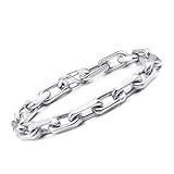 VNOX Link Chain Bracelets for Men - Cool Mens Bracelets Diamond-Cut Paperclip Solid Chain Bracelet Chunky Stainless Steel Jewelry Trendy Gifts (Silver, 7.5)